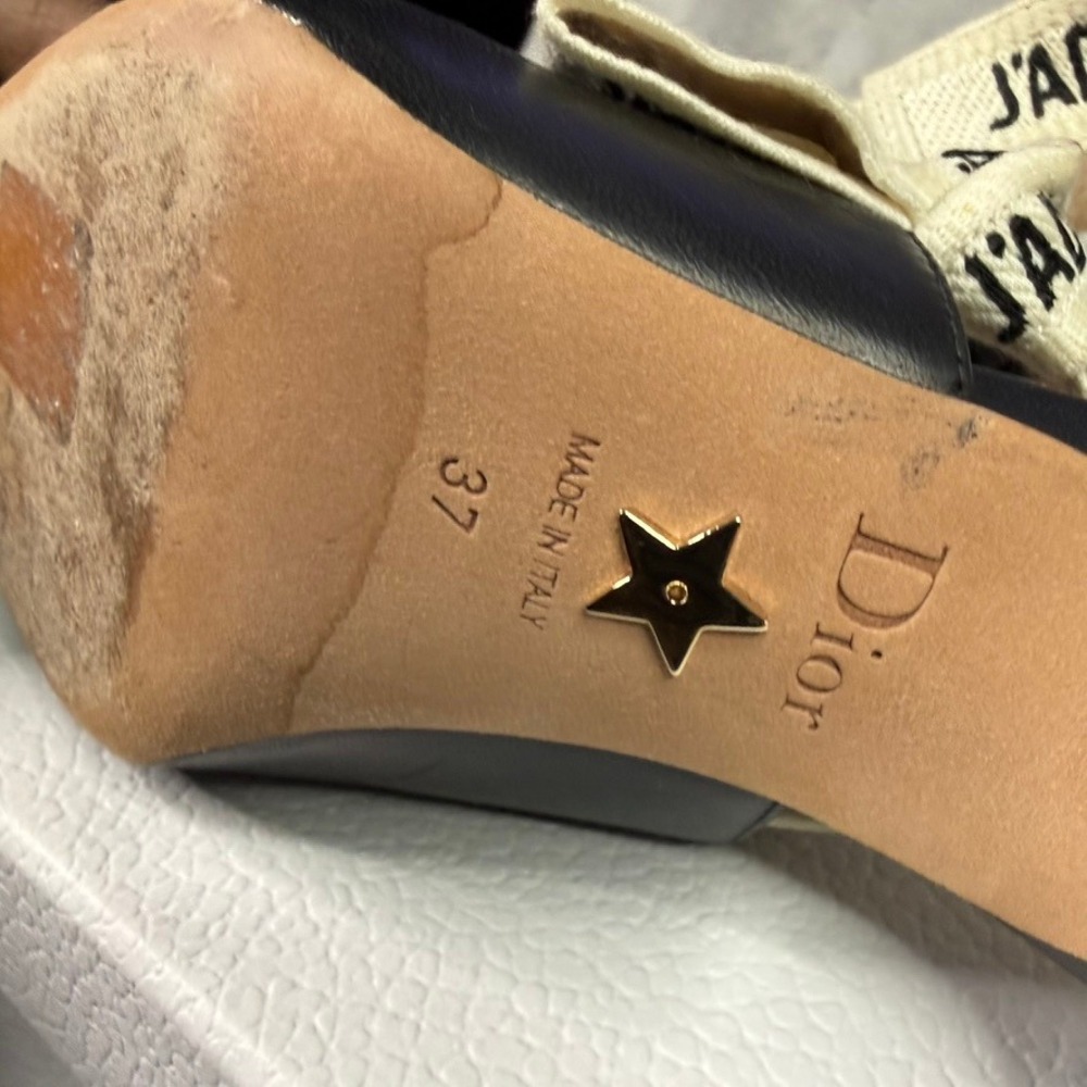 Christian Dior JAdior Slingback Heels Black Lambskin Ribb Size 37 - Picture 9 of 10